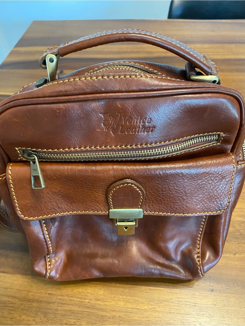 Venice Leather Crossbody Satchel Bag Purse - Picture 5 of 7
